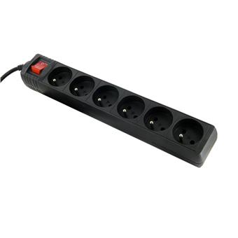 WE Přepěťová ochrana 6 zásuvek 1.8m Black