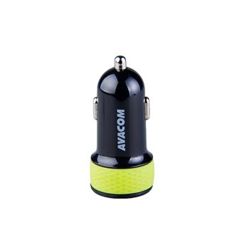 Nabíječka do auta AVACOM NACL-2XKG-31A s dvěma USB výstupy 5V/1A - 3,1A, černo-zelená barva