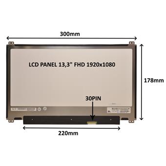 LCD PANEL 13,3" FHD 1920x1080 30PIN MATNÝ / ÚCHYTY HORE A DOLE