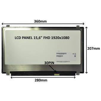 LCD PANEL 15,6" FHD 1920x1080 30PIN MATNÝ / ÚCHYTY NAHOŘE A DOLE