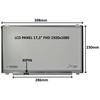 LCD PANEL 17,3" FHD 1920x1080 30PIN MATNÝ IPS / ÚCHYTY NAHOŘE A DOLE