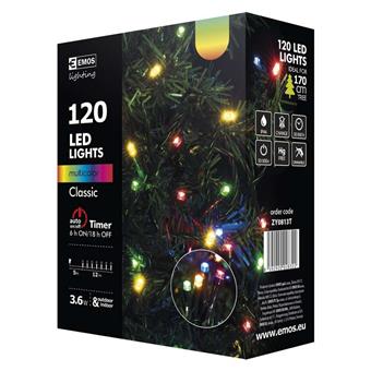 Vánoční řetěz 120 LED, 12m, MULTICOLOR + časovač