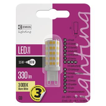 EMOS LED ŽÁROVKA CLASSIC JC A++ 3,5W(30W) 330lm G9 WW