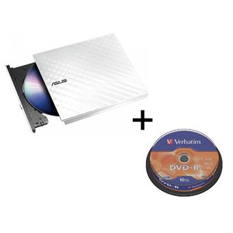 BUNDLE ASUS SDRW-08D2S-U LITE White externí + soft + Verbatim DVD-R 10cake