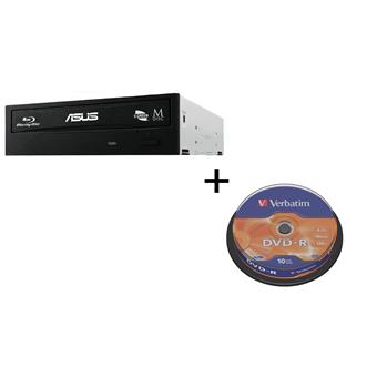 BUNDLE ASUS BW-16D1HT BLACK interní BD-RW bulk + Verbatim DVD-R 10cake