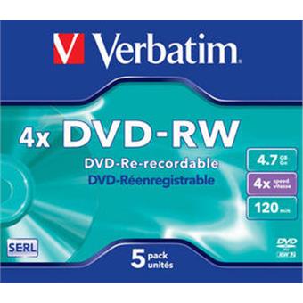 VERBATIM DVD-RW (4x, 4,7 GB), 5ks/pack