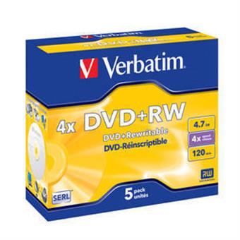 VERBATIM DVD+RW (4x, 4,7 GB), 5ks/pack