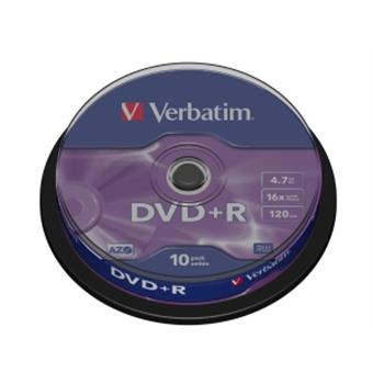 VERBATIM DVD+R(10-Pack)Spindl/MattSlvr/16x/4.7GB