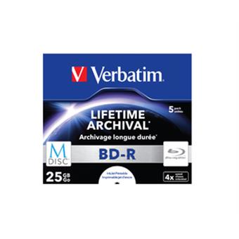 VERBATIM Blu-ray BD-R M-Disc 25GB 4x Printable jewel box, 5ks/pack