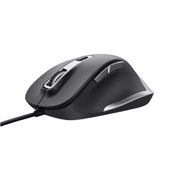 TRUST Fyda/Ergonomická/Optická/Drátová USB/Černá-stříbrná