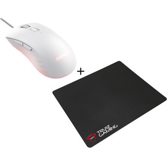 Trust GXT924W YBAR+/Herní/Optická/Pro praváky/25 600 DPI/Drátová USB/Bílá