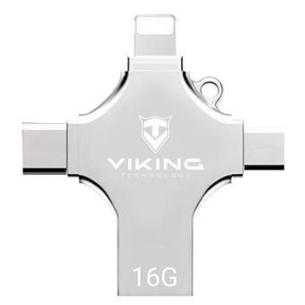 VIKING USB FLASH DISK 16G, 4v1 S KONCOVKOU APPLE LIGHTNING, USB-C, MICRO USB, USB-A