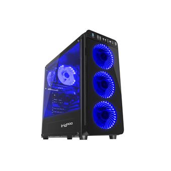 Počítačová skříň Genesis IRID 300 BLUE MIDI (USB 3.0), 4 ventilátory s modrým podsvícením