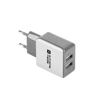 Universální nabíječka Natec 2,1A, 2x USB, bílo-šedá