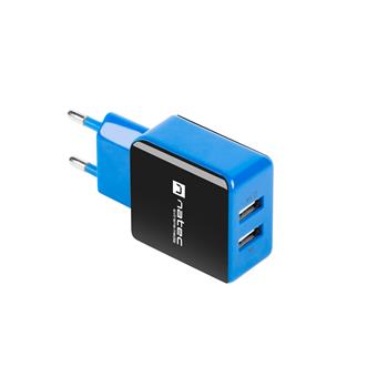 Universální nabíječka Natec 2,1A, 2x USB, černo-modrá