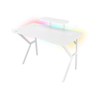 Genesis herní stůl Holm 320, RGB podsvícení, bílý, 120x60cm, 3xUSB 3.0, bezdrátová nabíječka