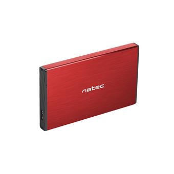 Externí box pro HDD 2,5" USB 3.0 Natec Rhino Go, červený, hliníkové tělo