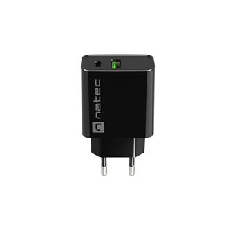 Universální nabíječka Natec RIBERA 20W 1X USB-A + 1X USB-C, černá