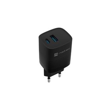 Univerzální USB nabíječka Natec RIBERA GaN 30 W, 1X USB-A, 1X USB-C, černá