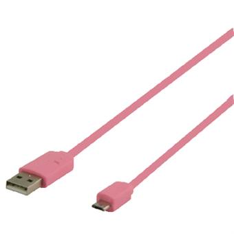 Valueline Kabel Micro USB 2.0, A-B 1m, Plochý Růžový