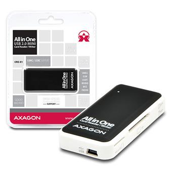 AXAGON CRE-X1, USB 2.0 externí MINI čtečka 5-slot ALL-IN-ONE