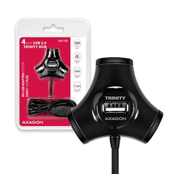AXAGON HUE-X3B, 4x USB2.0 TRINITY hub, černý