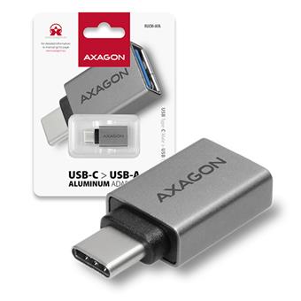 AXAGON RUCM-AFA, redukce USB-C (M) -> USB-A (F), USB 3.2 Gen 2, 3A, ALU