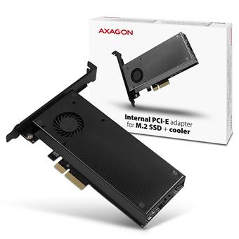 AXAGON PCEM2-DC, PCIe x4 - M.2 NVMe M-key + SATA B-key slot adaptér, chladič, vč. LP