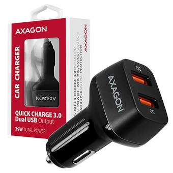 AXAGON PWC-DQC, dual QUICK nabíječka do auta, 2x port QC3.0/AFC/FCP/PE+/SMART, 39W