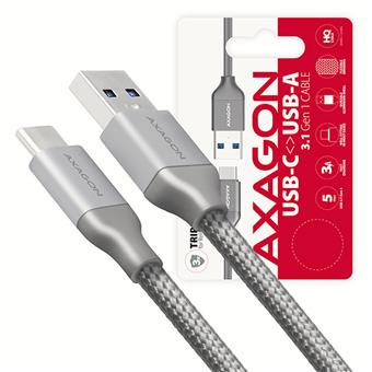 AXAGON BUCM3-AM05G, SPEED kabel USB-C  <-> USB-A 3.2 Gen 1, 0.5m, 3A, oplet, šedý