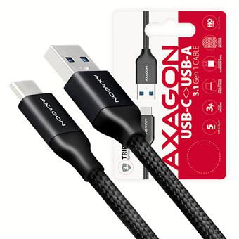 AXAGON BUCM3-AM10B, SUPERSPEED kabel USB-C  <-> USB-A 3.2 Gen 1, 1m, 3A, oplet, černý