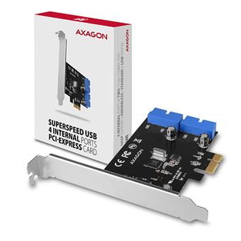 AXAGON PCEU-034VL, PCIe řadič, 2x interní 19-pin USB 3.2 Gen 1 port, UASP, vč. LP