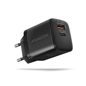 AXAGON ACU-PQ30 Sil nabíječka do sítě 30W, 2x port (USB-A + USB-C), PD3.0/PPS/QC4+/SFC/AFC/Apple