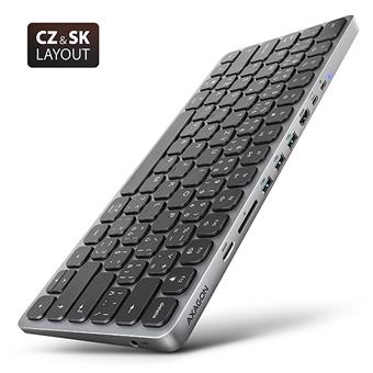 AXAGON HMC-KB-CS, USB 5Gbps hub s CZ/ SK klávesnicou, HDMI 4K/60Hz, 3x USB-A, SD/mSD, audio, PD 100W