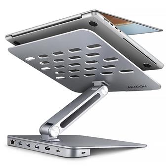 AXAGON HMC-STND, stojan pre 10"-16" notebooky, USB 5Gbps hub, 3x USB-A, HDMI 4k/60Hz, RJ-45, PD 100W
