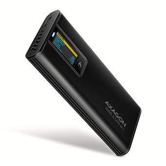 AXAGON EEM2-SD2B, USB-C 10Gbps externý box s displejom pre M.2 NVMe/SATA SSD, bezskrutkový, čierny