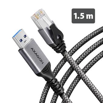 AXAGON ADE-AM15, USB-A Gigabit Ethernet adaptér s integrovaným síťovým CAT6 kabelem RJ-45 (1,5m)