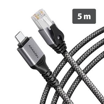 AXAGON ADE-CM50, USB-C Gigabit Ethernet adaptér s integrovaným síťovým CAT6 kabelem RJ-45 (5m)