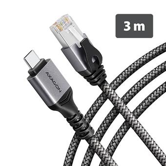 AXAGON ADE-CM30, USB-C Gigabit Ethernet adaptér s integrovaným síťovým CAT6 kabelem RJ-45 (3m)