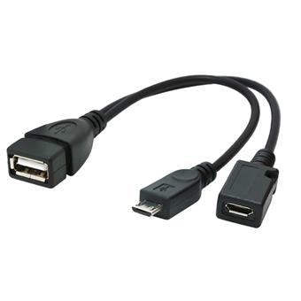 Kabel CABLEXPERT USB AF/micro BM + micro BF, OTG + dobíjení, 15cm, pro tablety a smartphone
