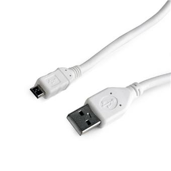 Kabel USB A-B micro, 0,5m, 2.0, bílý, high quality