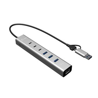 i-tec USB-C/USB-A Metal HUB 6 port (3x USB-C, 3x USB-A), LAN, Power Delivery 85W