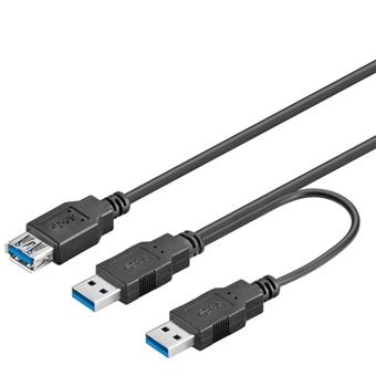 PremiumCord USB Y kábel A/Male + A/Male + A/Female