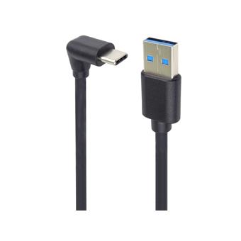 PremiumCord USB C-USB A, zahnutý, čierny, 3m