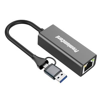 PremiumCord adaptér UBS-C a USB-A na Gigabit, 15cm