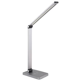 Platinet stolní LED lampa 10W stmívatelná, dotykové ovládání, bezdrátové nabíjení, USB port, stříbrn