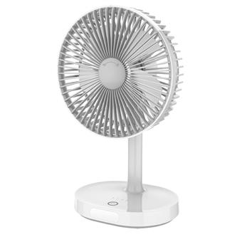 Platinet PRDF0326 stolný ventilátor 19 cm, nočné osvetlenie, akumulátor 3000 mAh, biela-šedá
