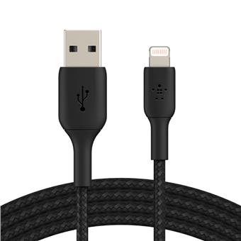 BELKIN kabel oplétaný USB-A - Lightning, 1m, černý
