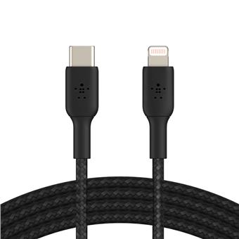 BELKIN kabel oplétaný USB-C - Lightning, 2m, černý
