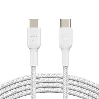 BELKIN kabel oplétaný USB-C - USB-C, 1m, bílý